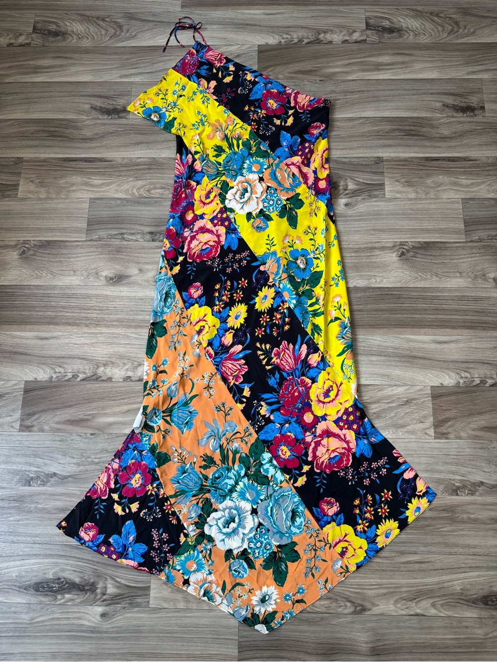 Diane von Furstenberg Bournier Floral Silk Scarf Maxi Dress Size Large